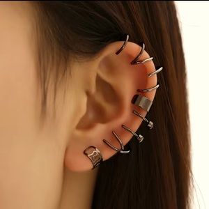 Gun Metal Black 6 piece ear cuff set